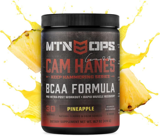 MTN OPS Cameron Hanes Keep Hammering BCAA Powder - 30 Servings, 2:1:1 Amino Acids for Muscle Recovery & Repair, Zero Sugar & Gluten Free