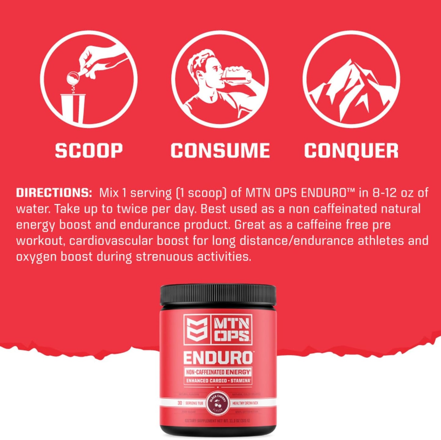 MTN OPS Enduro Nitric Oxide Supplement with Magnesium Citrate - Tiger's Blood Flavor - 30 Servings