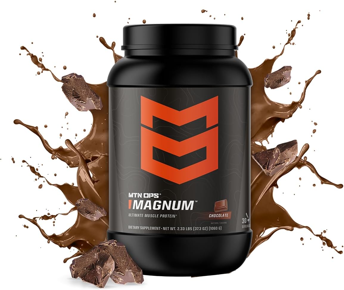 MTN OPS Magnum Chocolate Protein Powder - Whey Isolate & Milk Protein with BCAAs, Zero Sugar, Gluten Free - 30 Servings