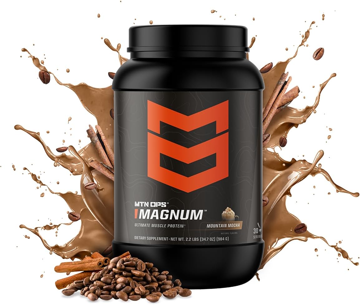 MTN OPS Magnum Mocha Protein Powder - 23g Whey Isolate Protein, BCAAs, Zero Sugar - Gluten Free - Mocha Flavor - 30 Servings