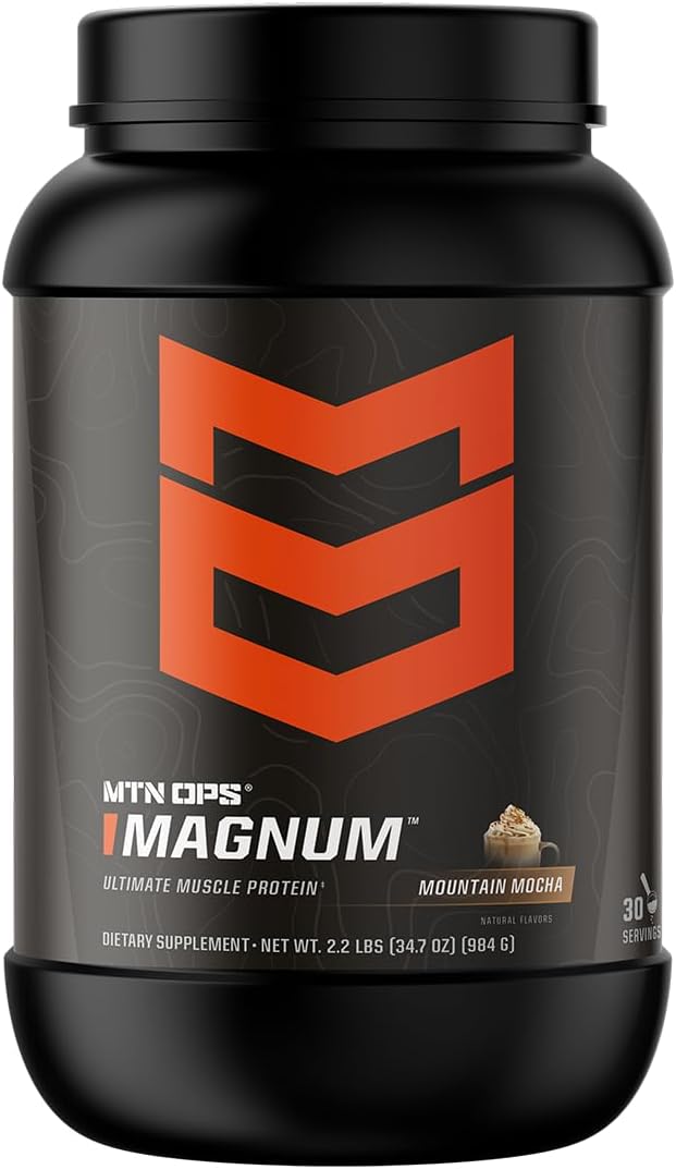MTN OPS Magnum Mocha Protein Powder - 23g Whey Isolate Protein, BCAAs, Zero Sugar - Gluten Free - Mocha Flavor - 30 Servings