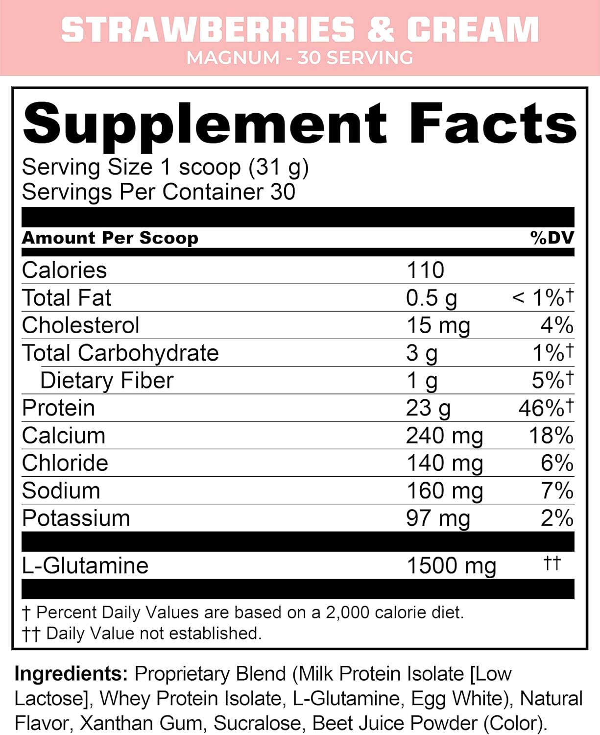 MTN OPS Magnum Strawberries & Cream Protein Powder - 23g Whey Isolate & Milk Protein, BCAAs, Sugar-Free, Gluten-Free - 30 Servings
