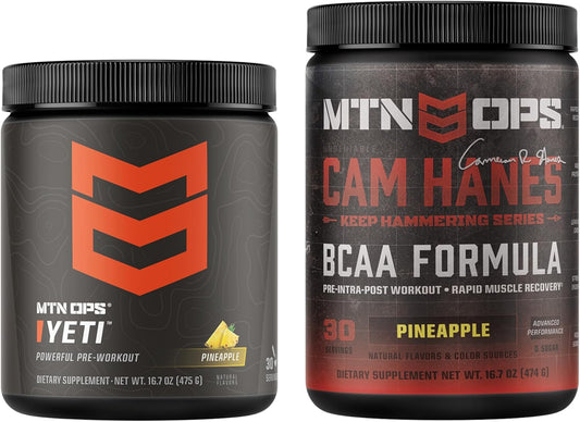 MTN OPS Yeti and BCAA Pineapple Bundle - Energy and Recovery Supplement Pack for Athletes