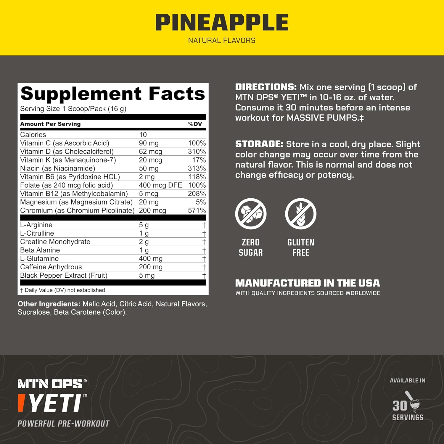 MTN OPS Yeti and BCAA Pineapple Bundle - Energy and Recovery Supplement Pack for Athletes