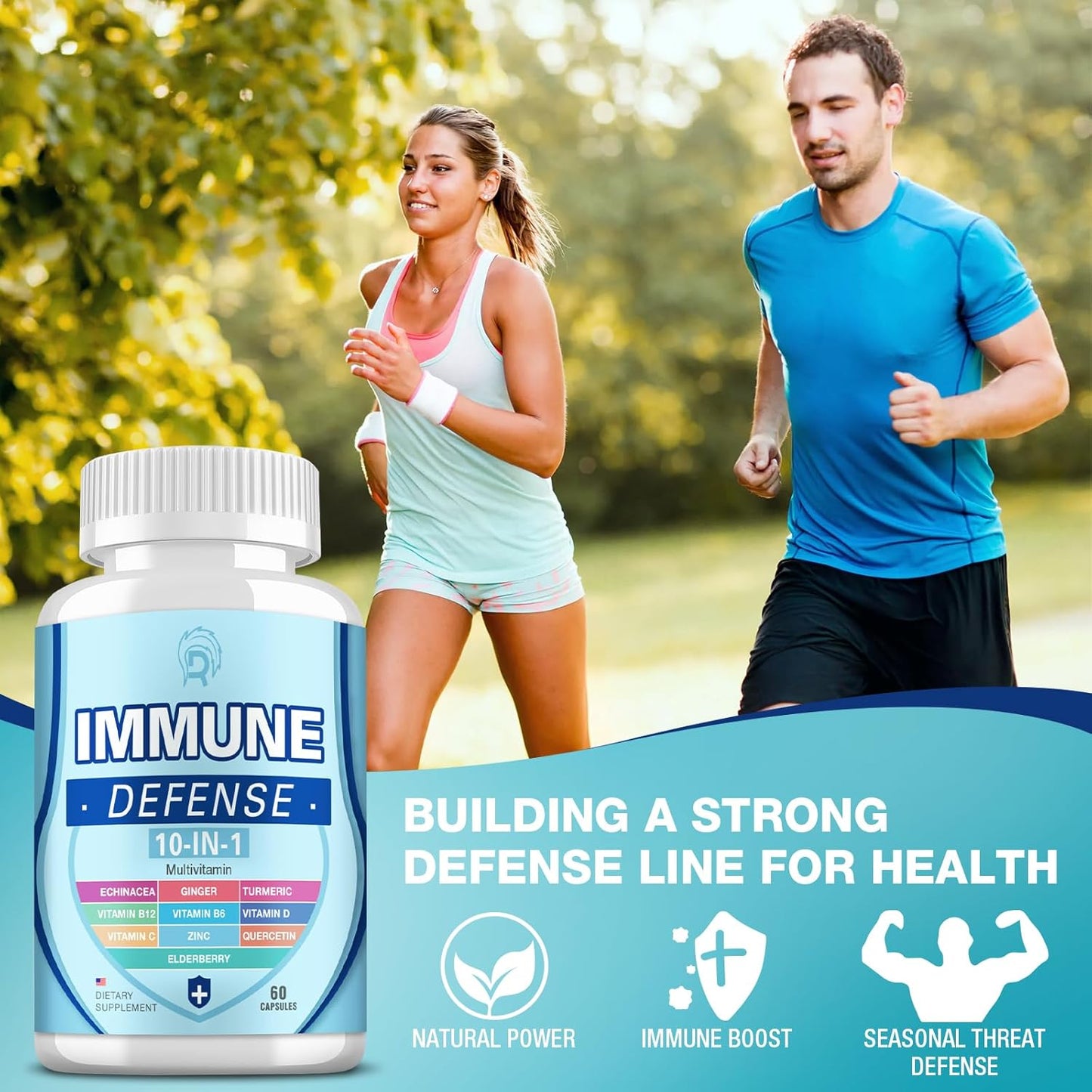 Mulberry Immune Support Supplement, 10-in-1 Defense with Vitamin C, B6, B12, D, Zinc, Echinacea, Quercetin, Turmeric, Black Elderberry Extract - Adult Immune Boosters (2 Pack)