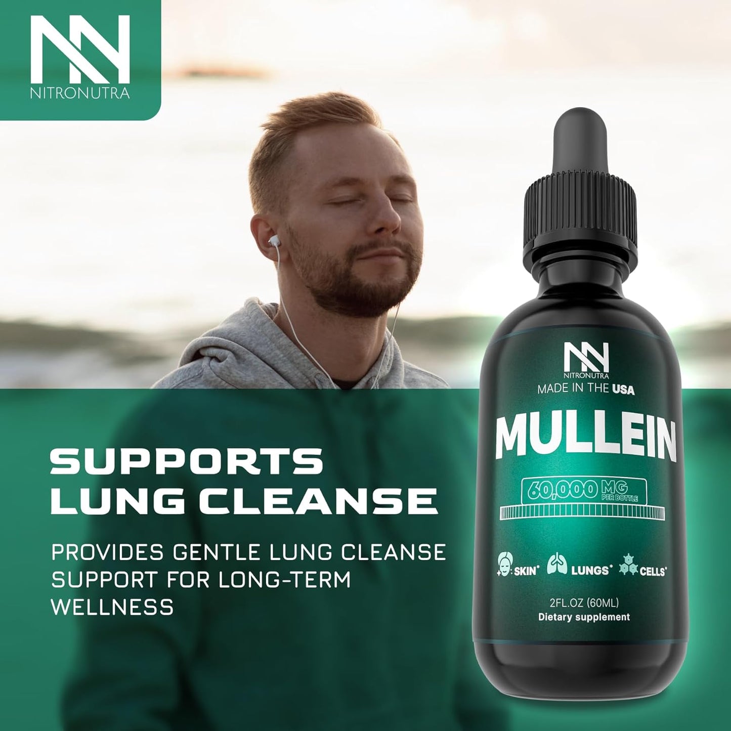 Mullein Drops for Lungs - Lung Cleanse & Detox Support - Smokers Lung Detox - Immune Boost - Mullein Leaf Extract Tincture