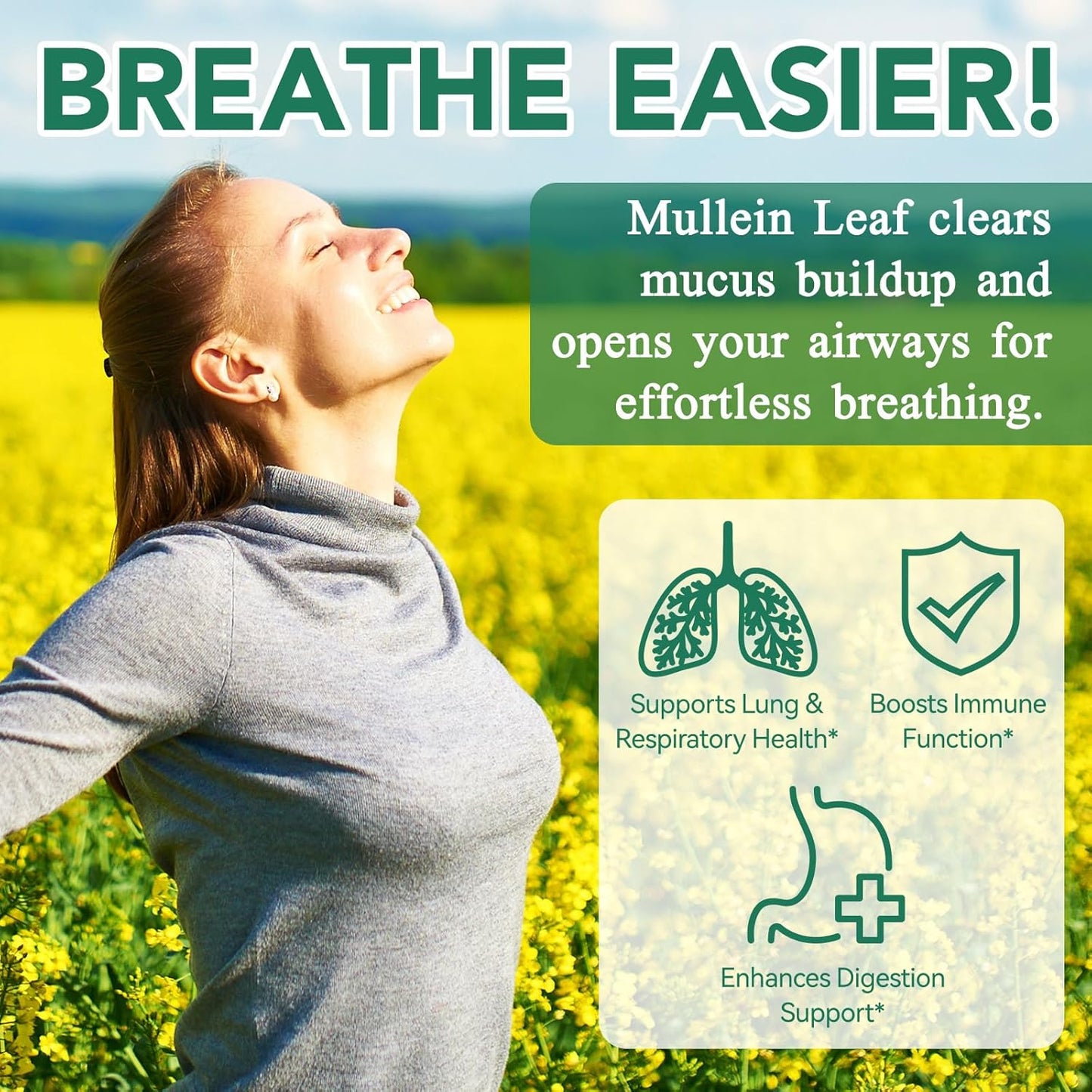 Mullein Gummies for Lung Cleanse - Natural Support for Smokers - Herbal Supplements with Chlorophyll (60 Chews)