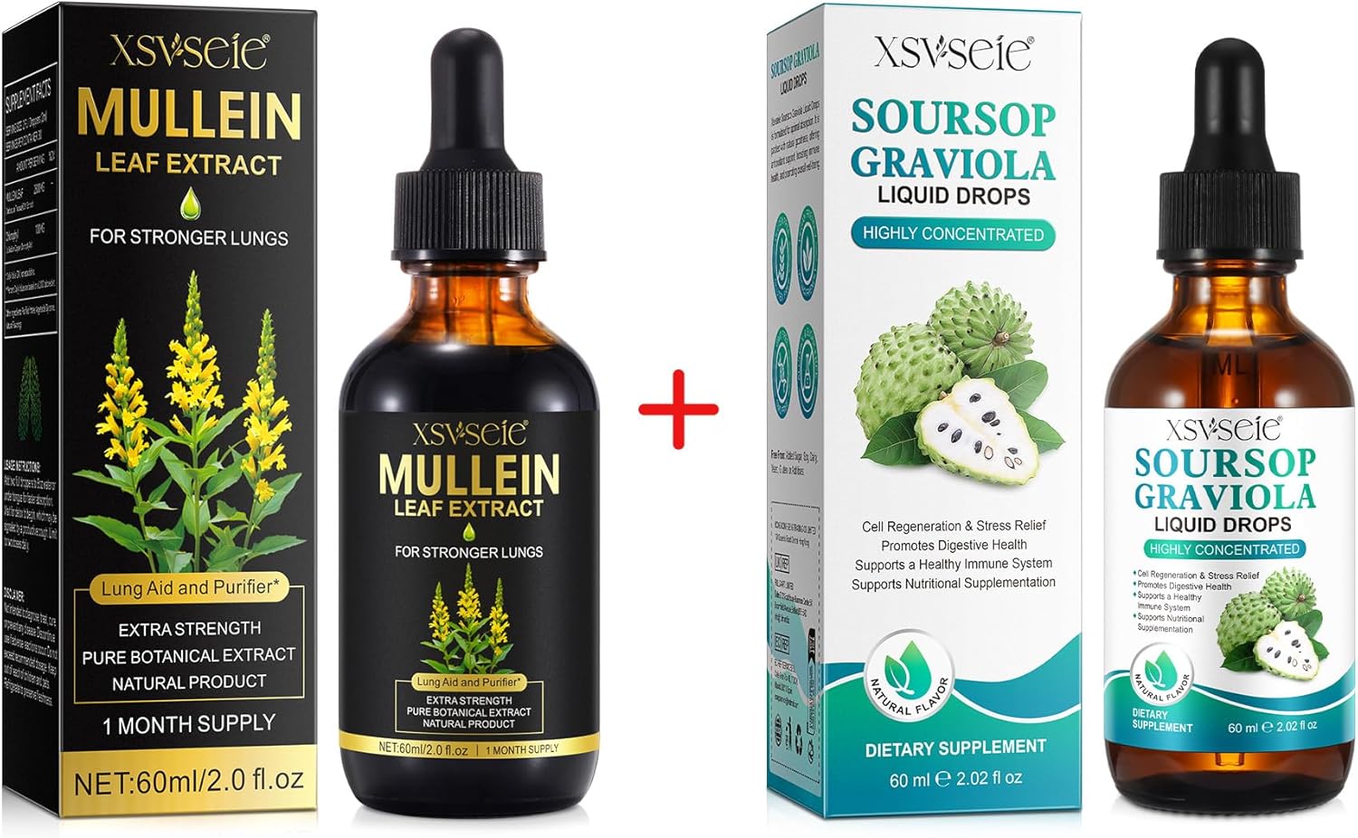 Mullein Leaf and Soursop Bitters Drops - Herbal Lung Cleanse and Multivitamin Supplement for Men and Women