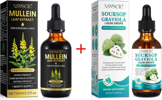 Mullein Leaf and Soursop Bitters Drops - Herbal Lung Cleanse and Multivitamin Supplement for Men and Women