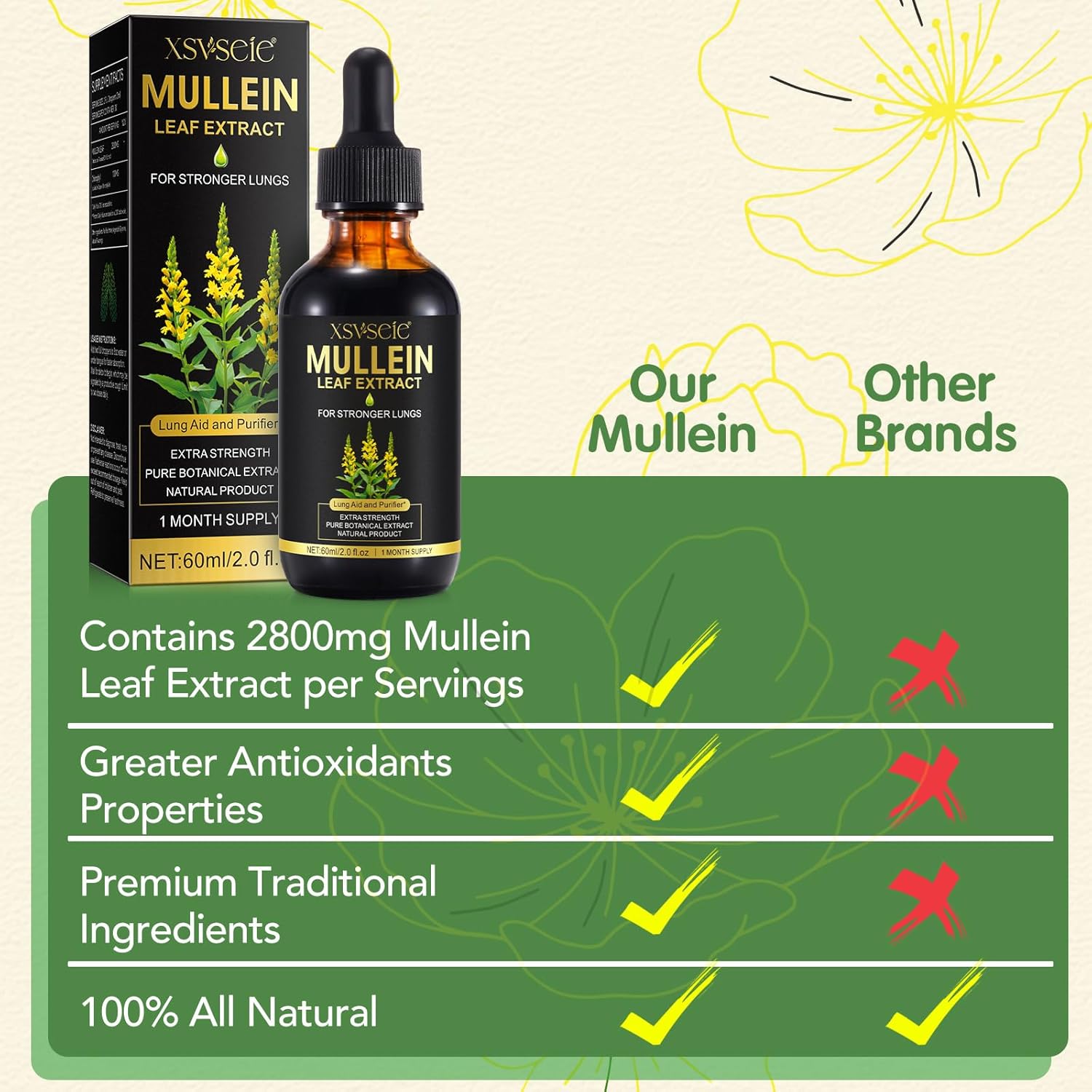 Mullein Leaf and Soursop Bitters Drops - Herbal Lung Cleanse and Multivitamin Supplement for Men and Women