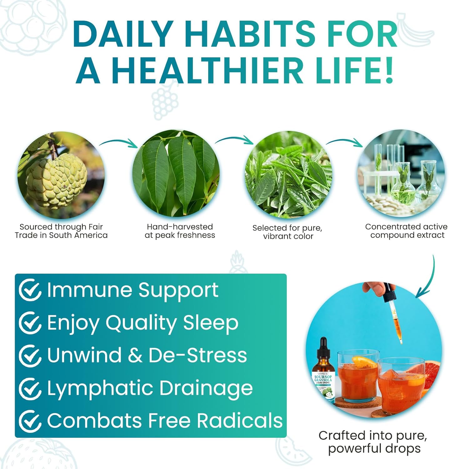 Mullein Leaf and Soursop Bitters Drops - Herbal Lung Cleanse and Multivitamin Supplement for Men and Women