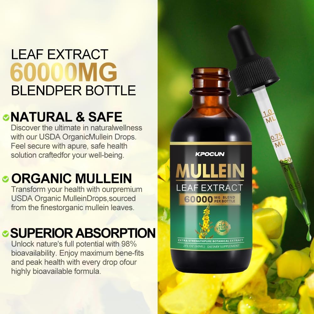 Mullein Leaf Extract Drops for Lung Cleanse & Immune Support - 4 fl oz Herbal Supplement