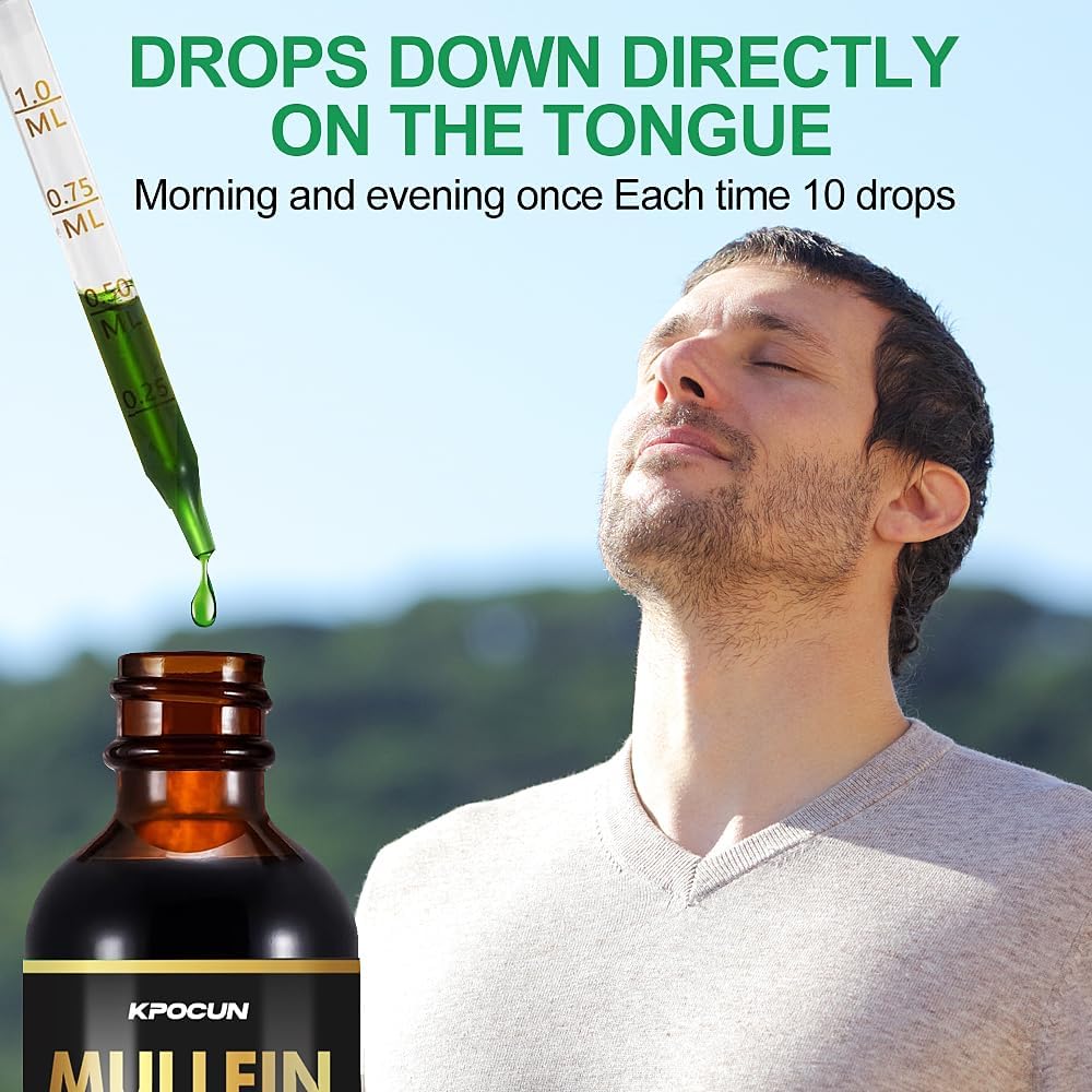 Mullein Leaf Extract Drops for Lung Cleanse & Immune Support - 4 fl oz Herbal Supplement