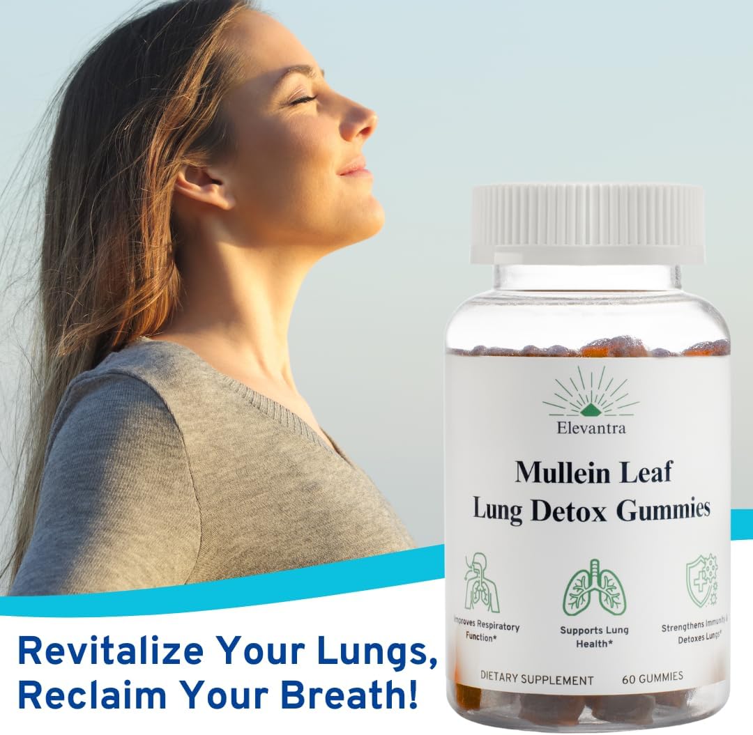 Mullein Leaf Lung Detox Gummies 1000mg | Smoker Detox | Lung Cleanse | Mucus Relief | Better Lung Health