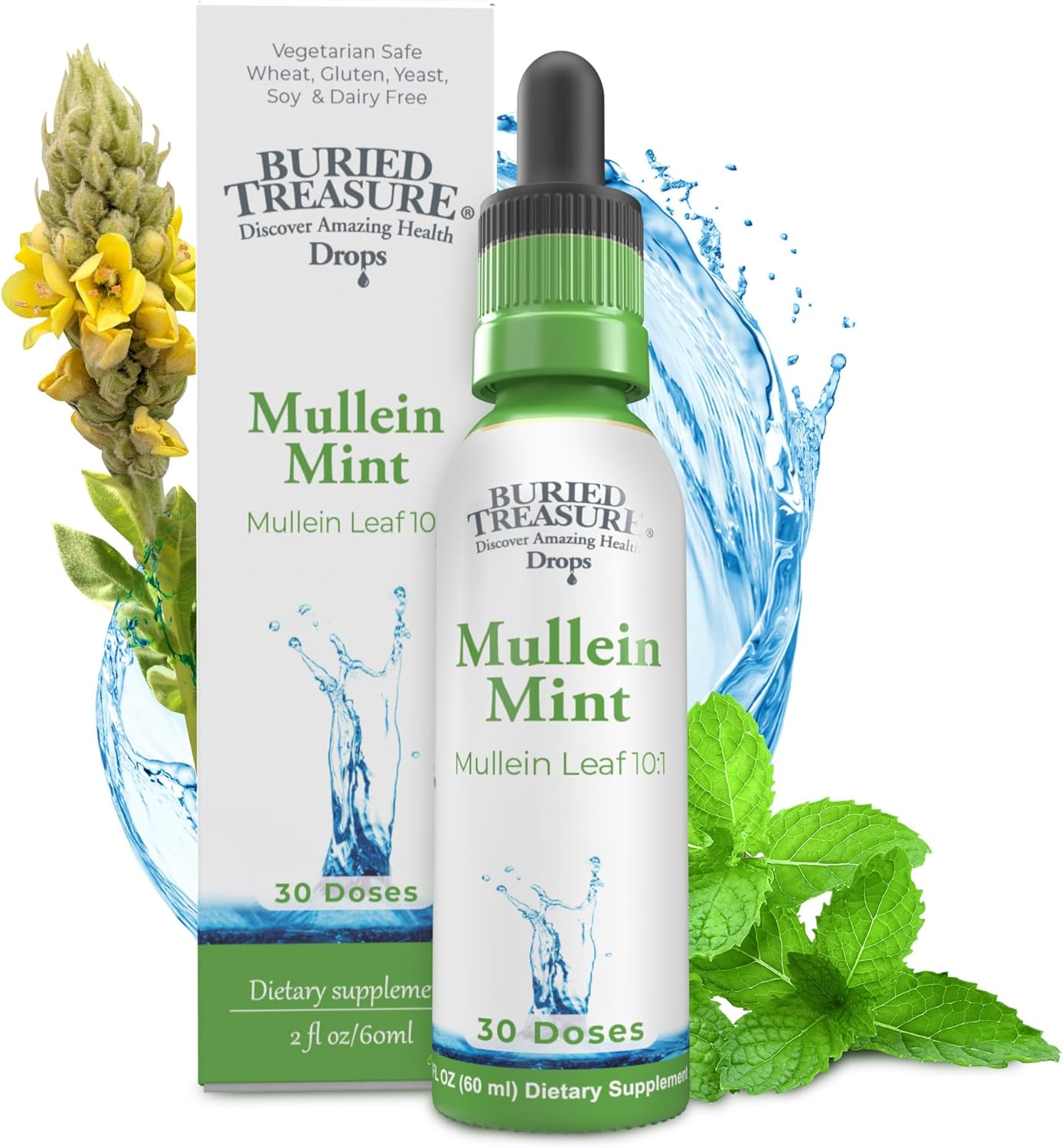 Mullein Mint Drops: Instant Tea with Mullein Leaf Extract for Lung Support - Sugar-Free Drops for Seasonal Wellness - BoostGo Australia