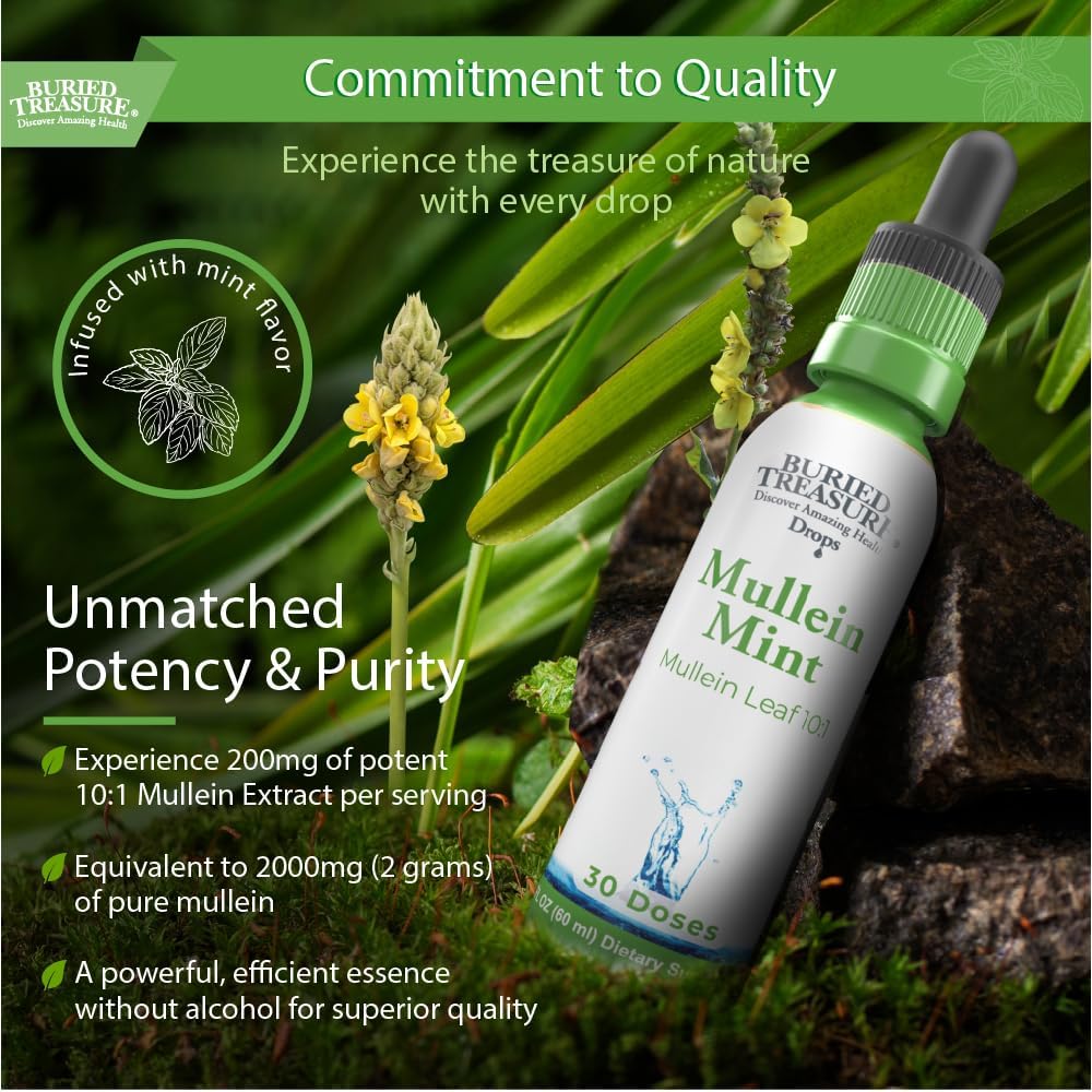 Mullein Mint Drops: Instant Tea with Mullein Leaf Extract for Lung Support - Sugar-Free Drops for Seasonal Wellness - BoostGo Australia