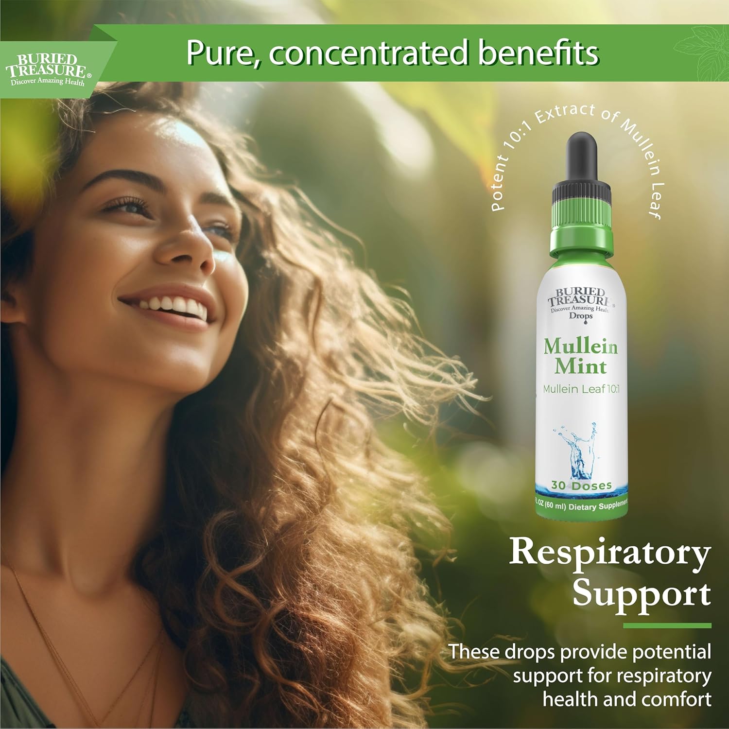 Mullein Mint Drops: Instant Tea with Mullein Leaf Extract for Lung Support - Sugar-Free Drops for Seasonal Wellness - BoostGo Australia