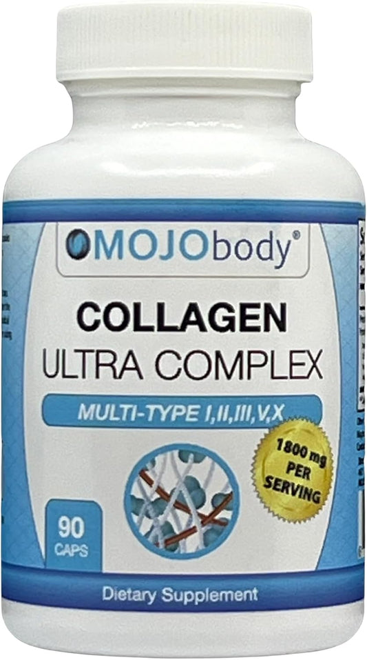 Multi Collagen Capsules Ultra Complex - Anti-Aging, Hair, Skin, Nails, Joints - Types I, II, III, V & X - 1800mg, 90 Capsules
