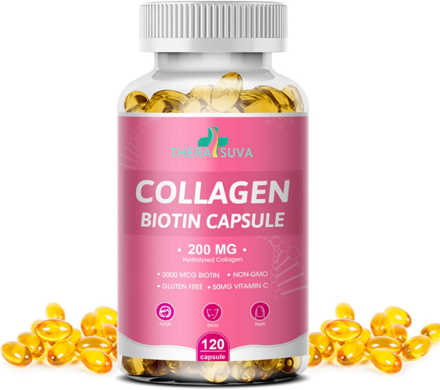 Multi Collagen Complex with Biotin, Vitamin C for Hair, Skin, Nail Support - 120 Capsules, 60 Day Supply