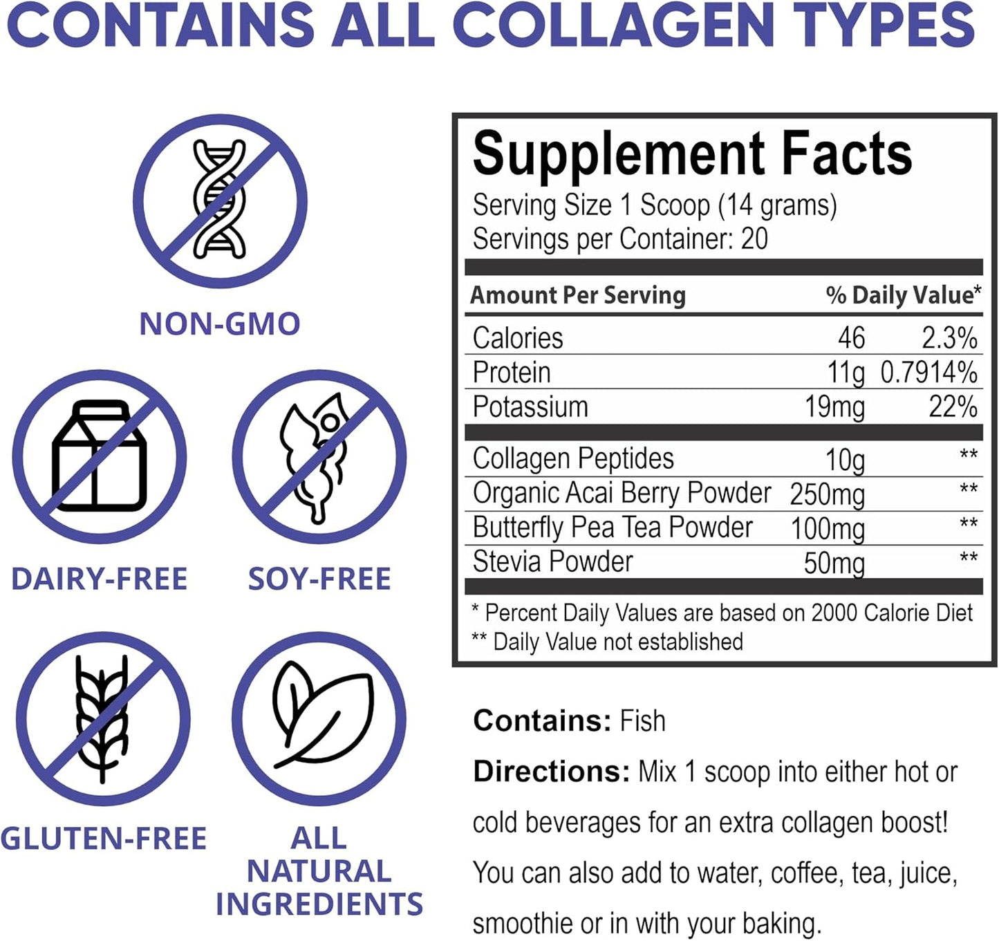 Multi Collagen Peptides Powder for Skin, Hair, Nail & Joint Support | Teami Marine Collagen Powder for Women & Men | Butterfly colageno hidrolizado | Delicious Taste | 10g per Serving - BoostGo Australia
