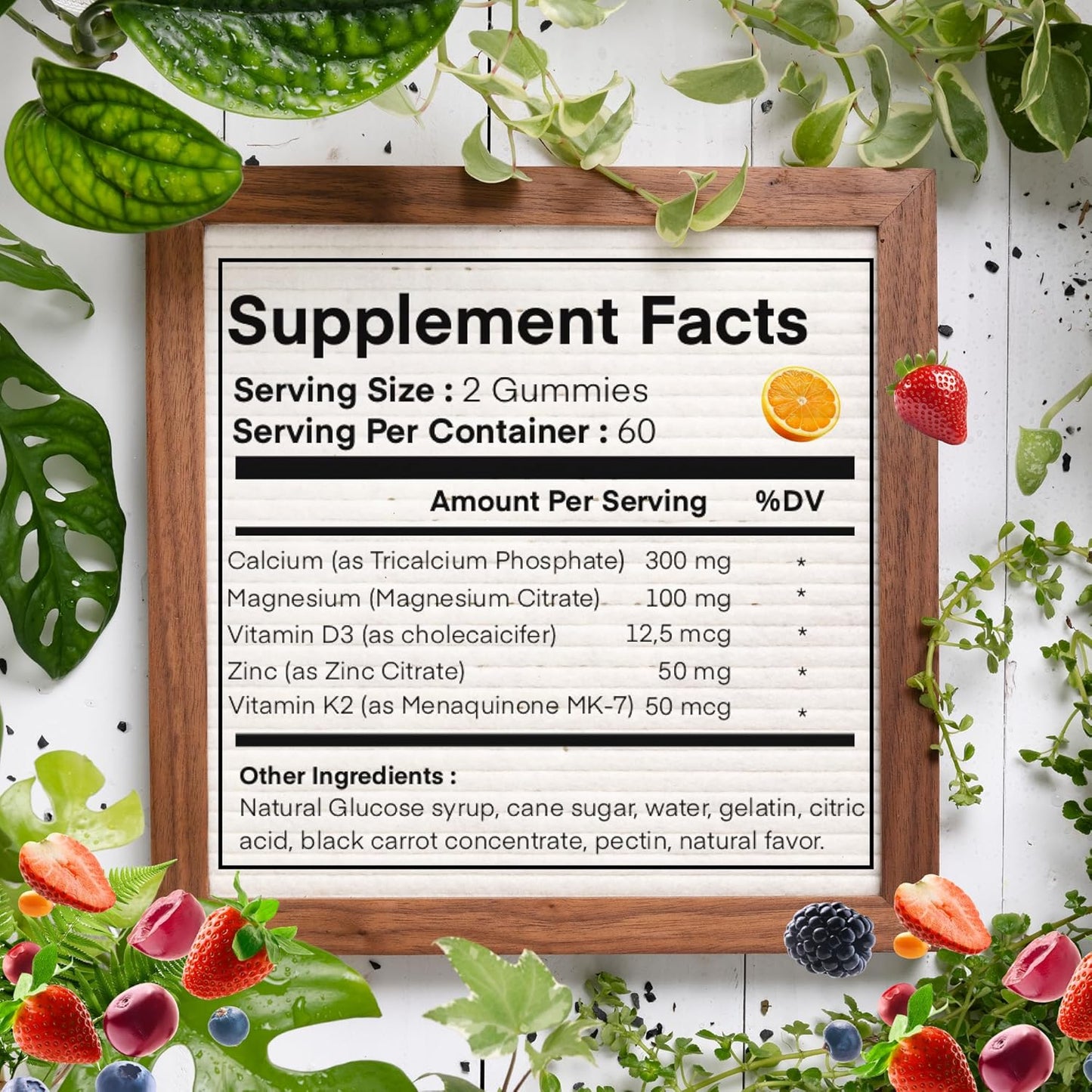 Multivitamin Gummies with Magnesium, Calcium, Zinc, Vitamin D3 & K2 for Bone Strength and Muscle Function, High Absorption Formula - 30 Day Supply