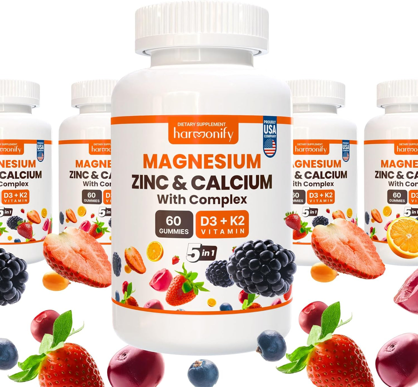 Multivitamin Gummies with Magnesium, Calcium, Zinc, Vitamin D3 & K2 for Bone Strength and Muscle Function, High Absorption Formula - 30 Day Supply