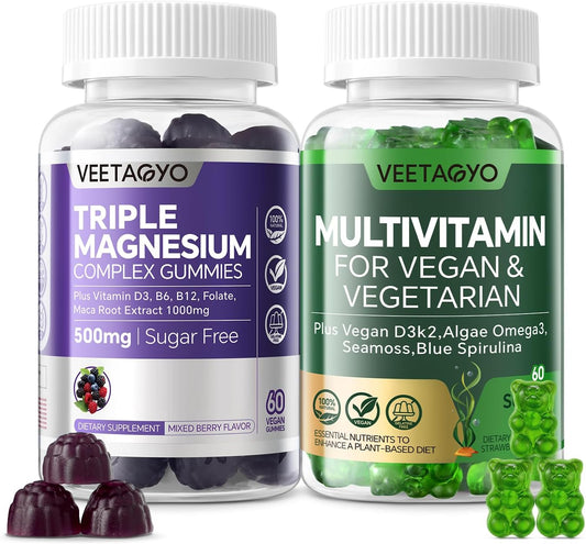 Multivitamin Magnesium Gummies 500mg with Vitamin D3 and K2-1000IU D3 90mcg K2 - 400mg