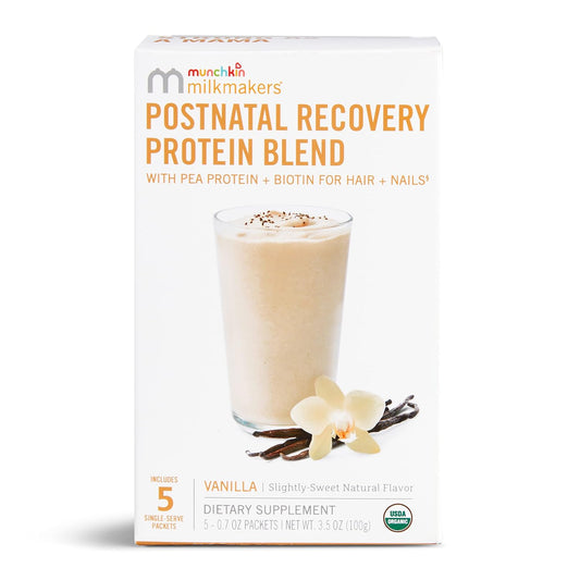 Munchkin® Milkmakers® Postnatal Recovery Protein Powder - Pea Protein, Lactation & Biotin for Postpartum Support - Vanilla - 5 Count