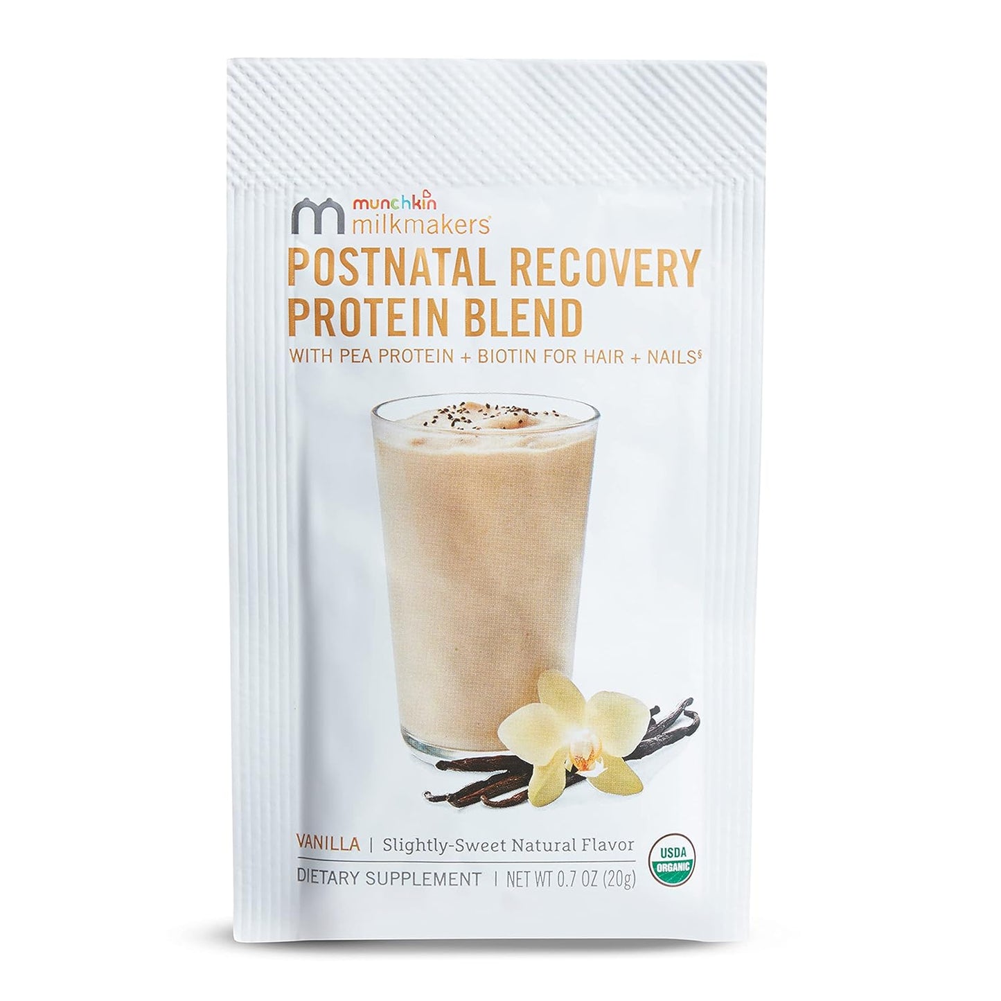 Munchkin® Milkmakers® Postnatal Recovery Protein Powder - Pea Protein, Lactation & Biotin for Postpartum Support - Vanilla - 5 Count
