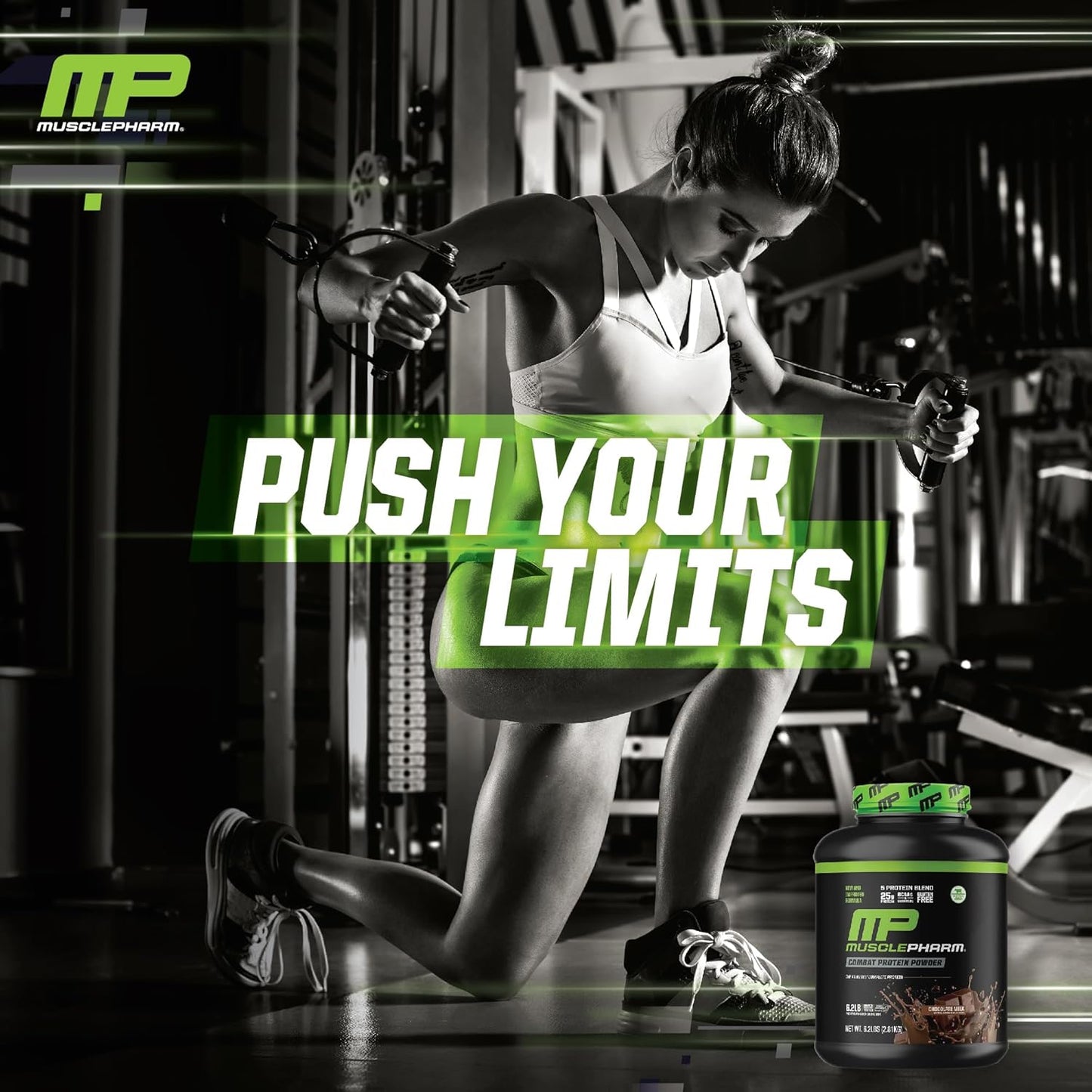 Muscle Pharm Combat Protein Powder, Chocolate Milk Flavor, 6.2 lb - 77 Servings, 5 Protein Sources, Gluten Free - Fuel Your Muscles for Better Workouts