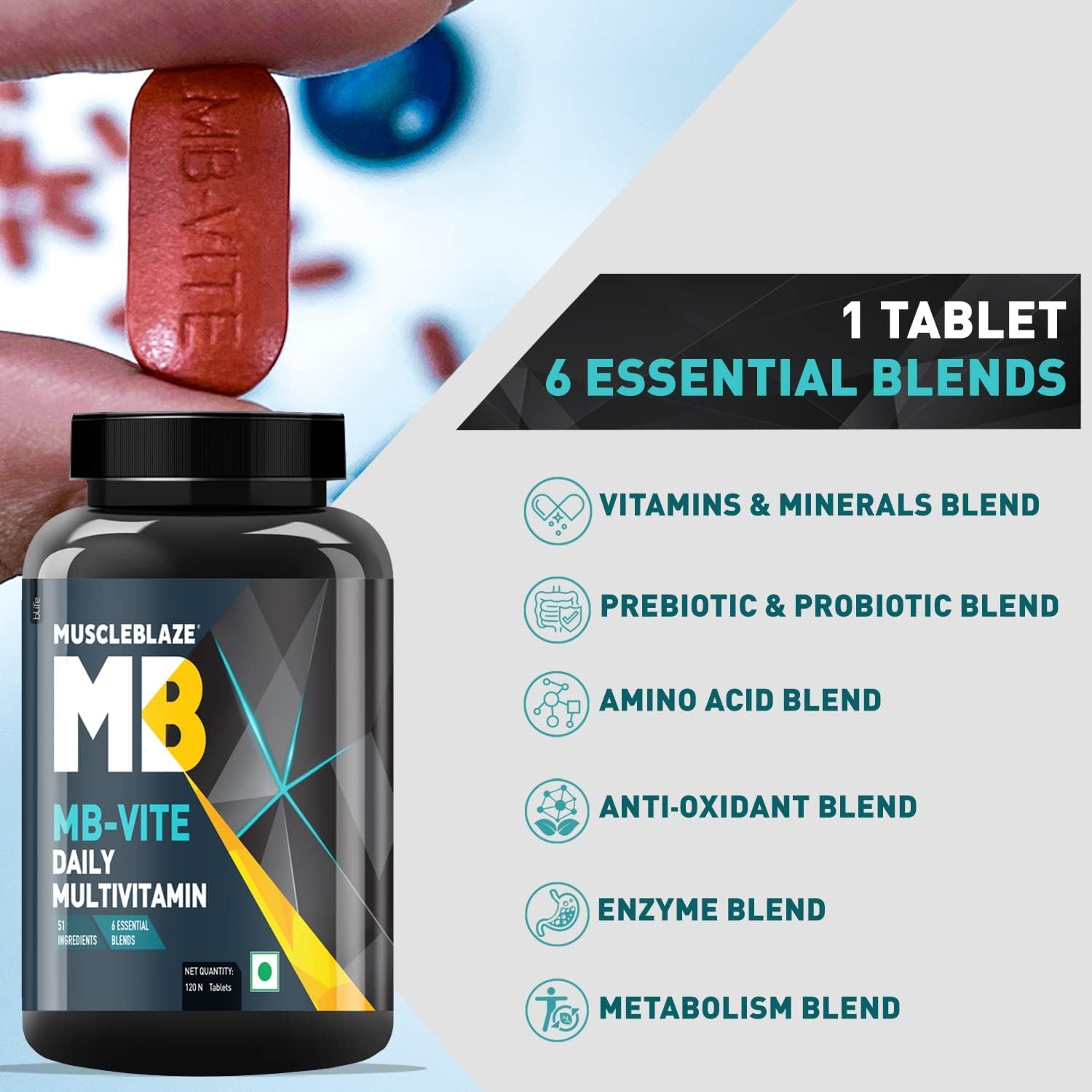 MuscleblazeS Mb-Vite Multivitamin for Men - 120 Tablets | Daily Men's Health Supplement