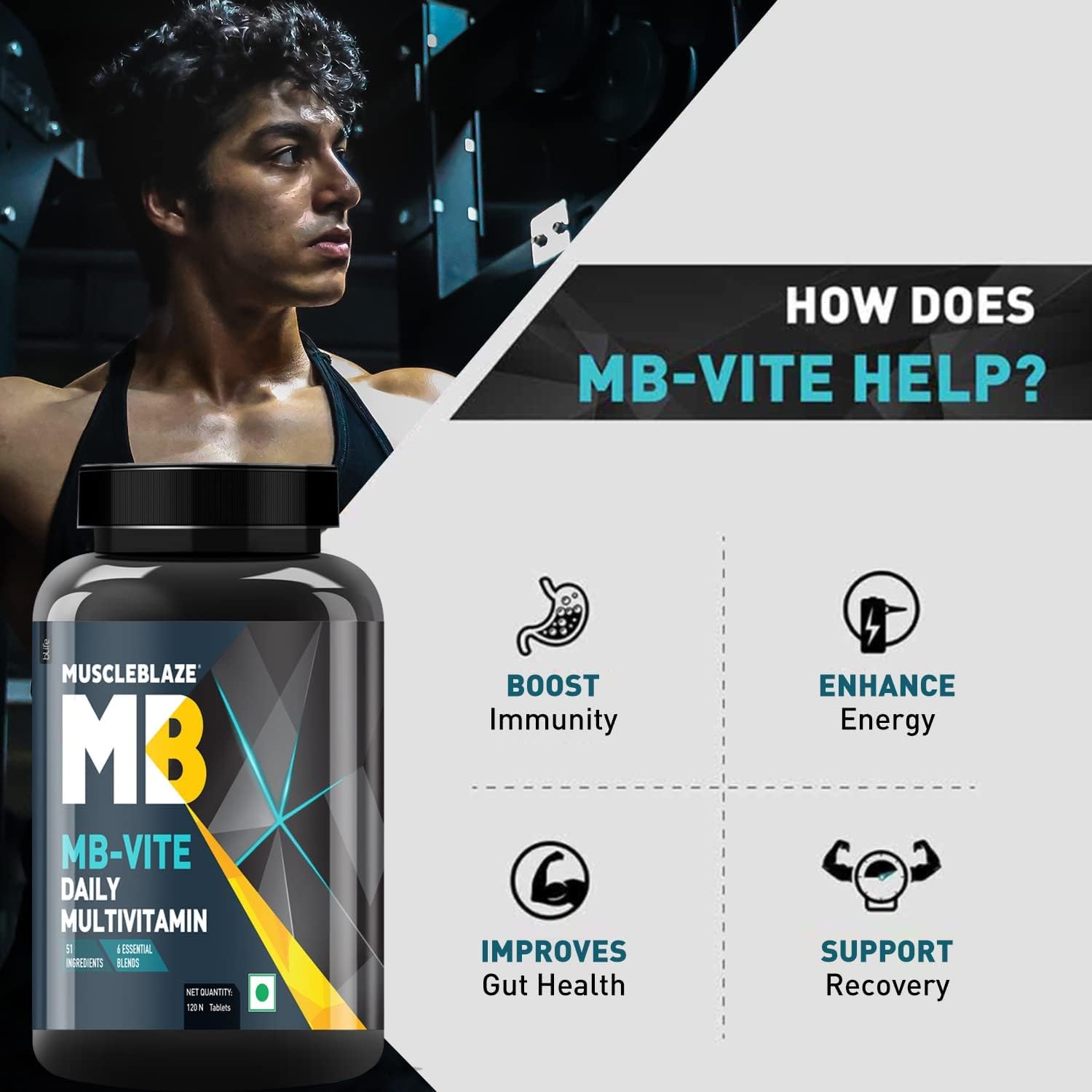 MuscleblazeS Mb-Vite Multivitamin for Men - 120 Tablets | Daily Men's Health Supplement