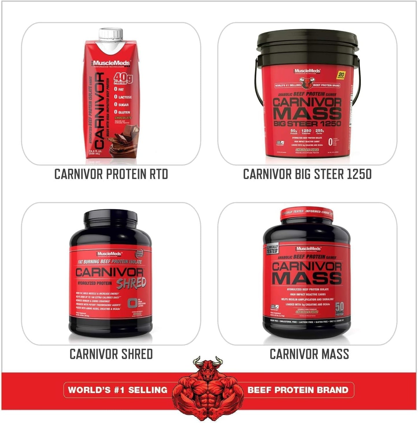 MuscleMeds Carnivor Cookies & Cream Beef Protein Isolate Powder - 56 Servings, 1680g, 59.2oz, 3.7lb