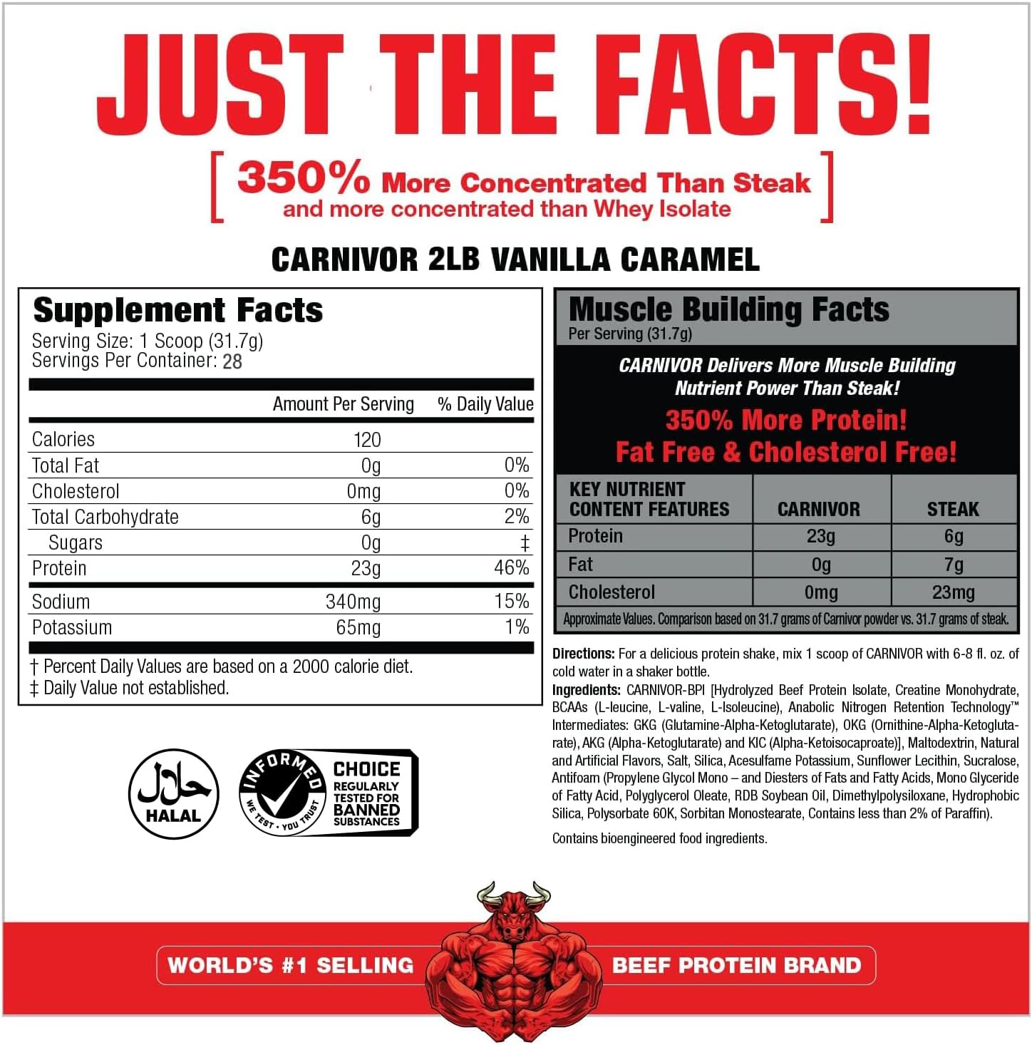 MuscleMeds Carnivor Vanilla Caramel Protein Powder 1.95 lb - Light Brown