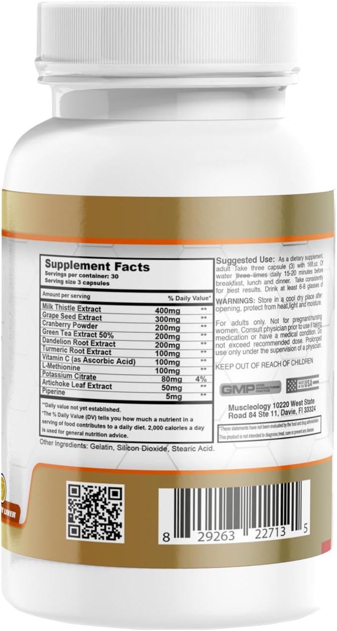 MUSCLEOLOGY Dtox: Liver and Kidney Support Supplement for Detoxification and Health