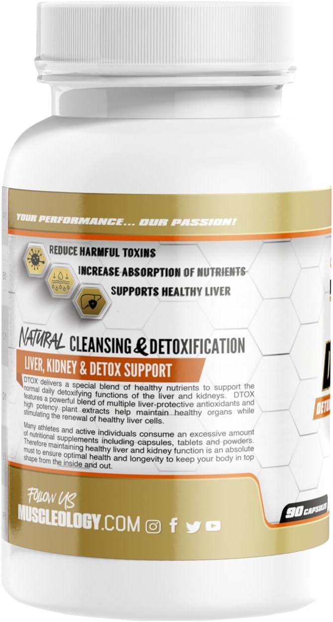 MUSCLEOLOGY Dtox: Liver and Kidney Support Supplement for Detoxification and Health