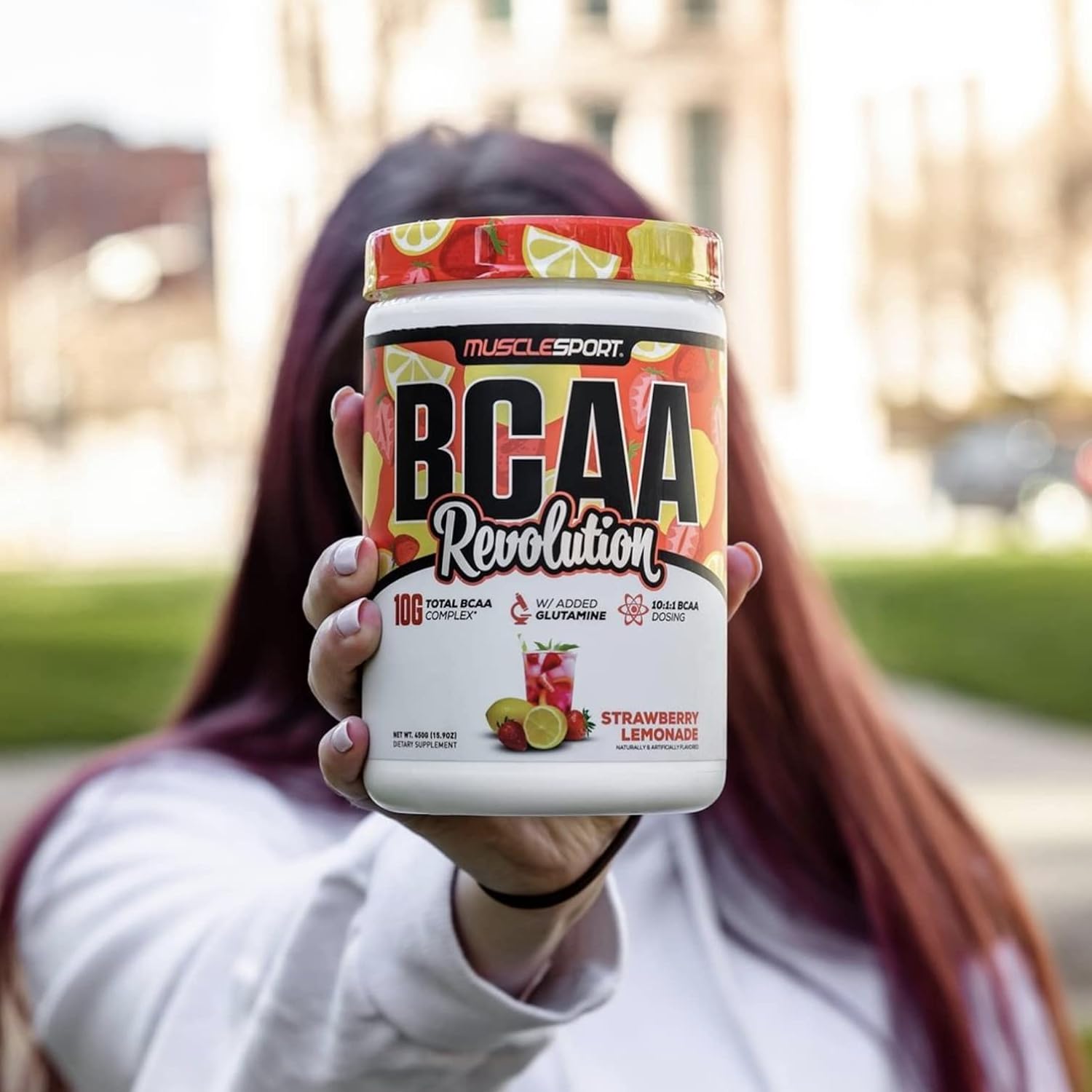 Musclesport BCAA Revolution Amino Acid Powder Supplement - Strawberry Lemonade Flavor - Intra Workout Training & Recovery Complex for Men & Women (30 Servings)