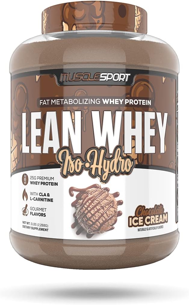 Musclesport Lean Whey Revolution™ Protein Powder - Whey Isolate, Low Calorie, Low Carb, Low Fat - 25g Protein - 5lb Chocolate Ice Cream Flavor