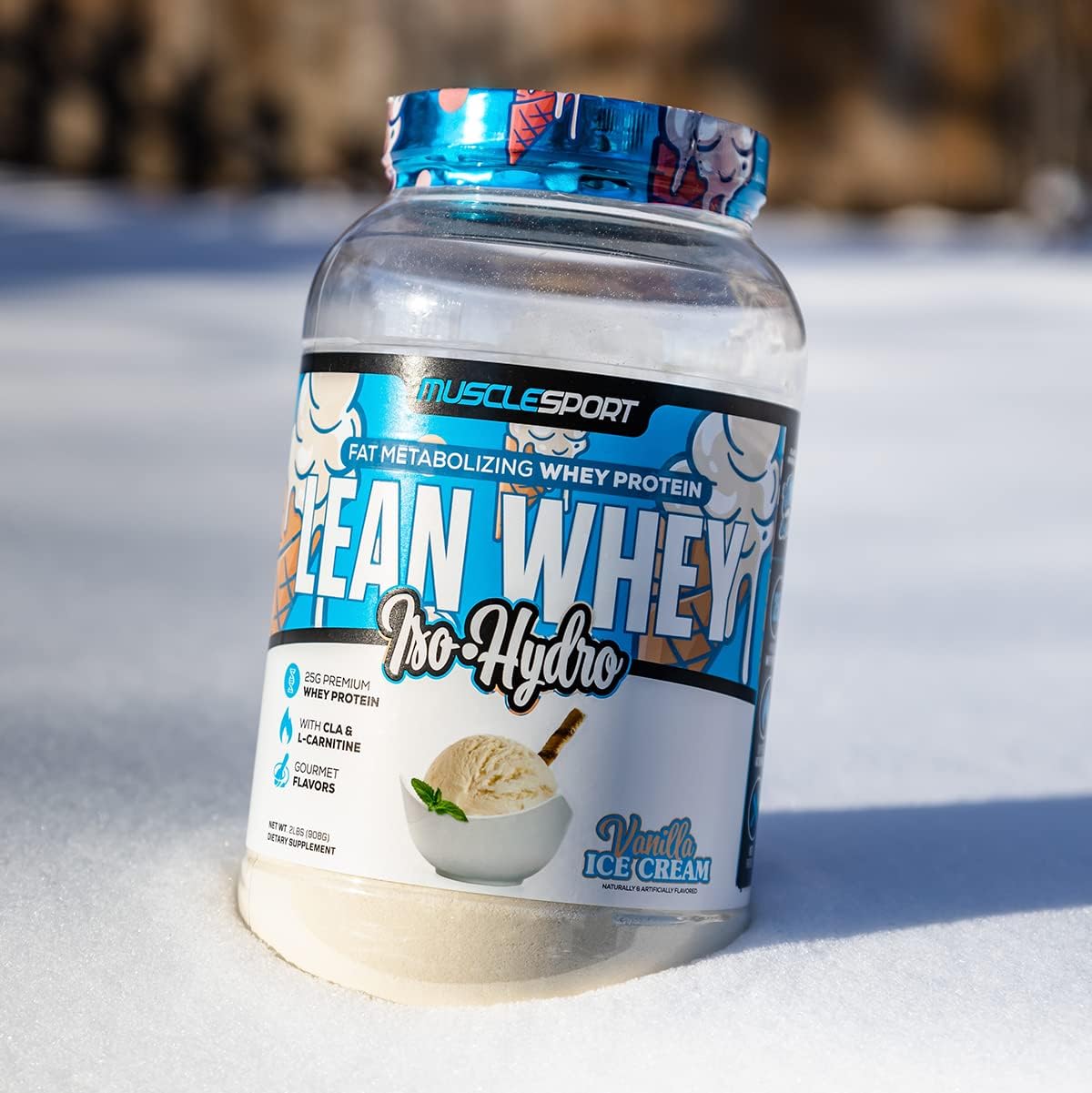 Musclesport Lean Whey Revolution™ Protein Powder - Vanilla Flavor, 25g Protein, Low Calorie, Low Carb, Low Fat - 2LB