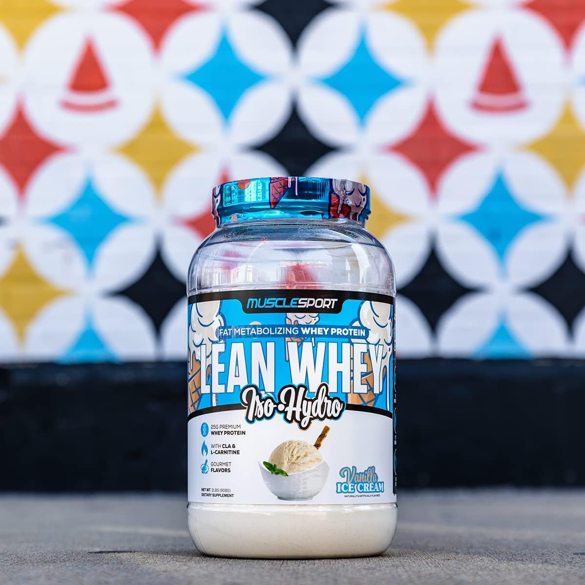 Musclesport Lean Whey Revolution™ Protein Powder - Vanilla Flavor, 25g Protein, Low Calorie, Low Carb, Low Fat - 2LB