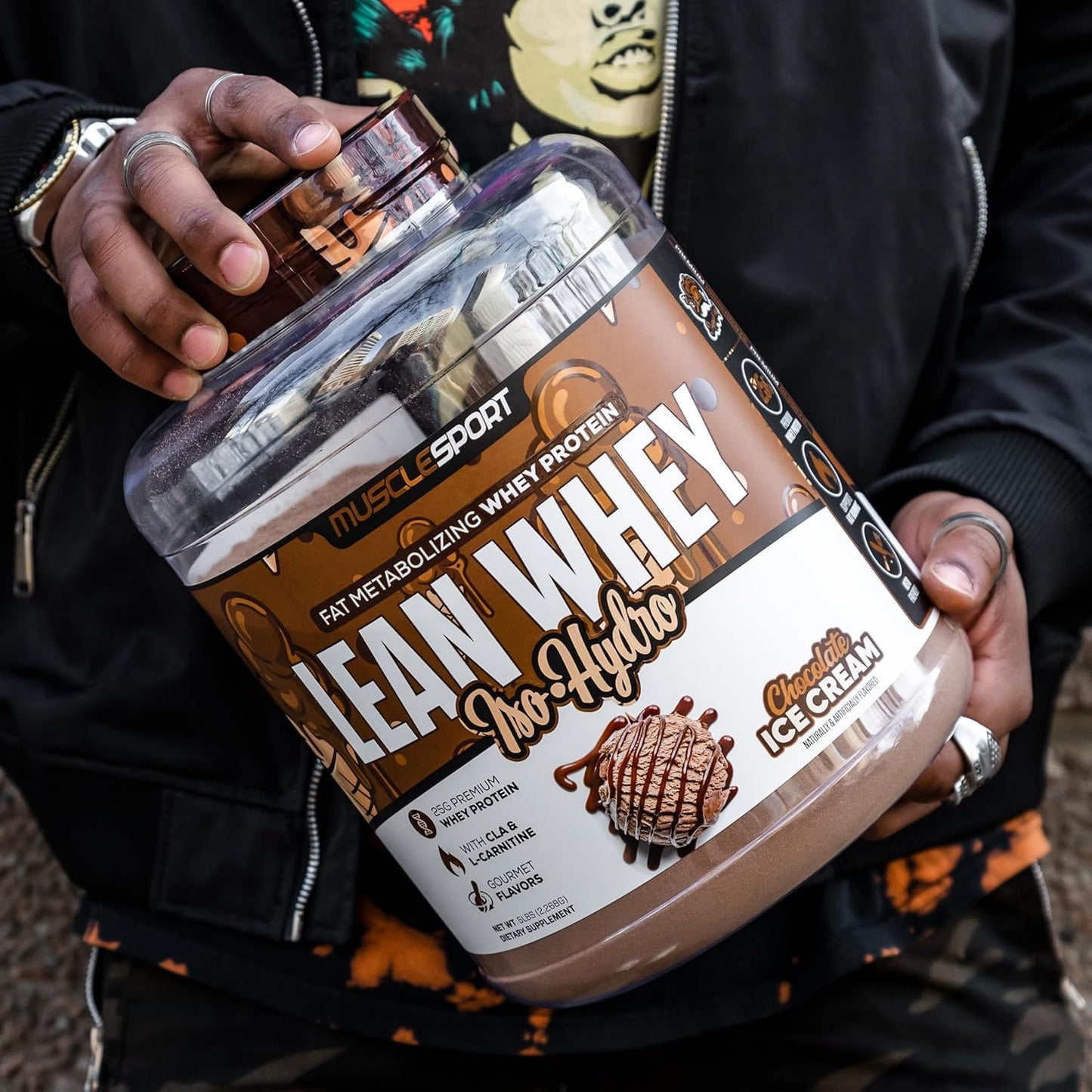Musclesport Lean Whey Revolution™ Whey Protein Isolate Powder - Low Calorie, Low Carb, Low Fat, Chocolate Ice Cream Flavor - 25g Protein/scoop - 2lb