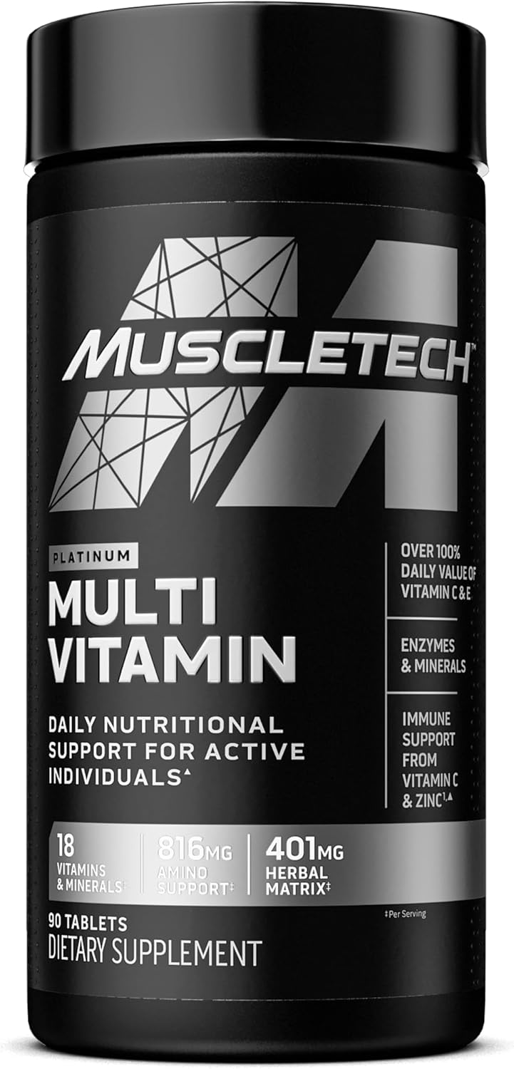 MuscleTech Nitro-Tech Ripped Lean Whey Protein Powder & Platinum Multivitamin Bundle for Men - Immune Support & Daily Workout Supplements