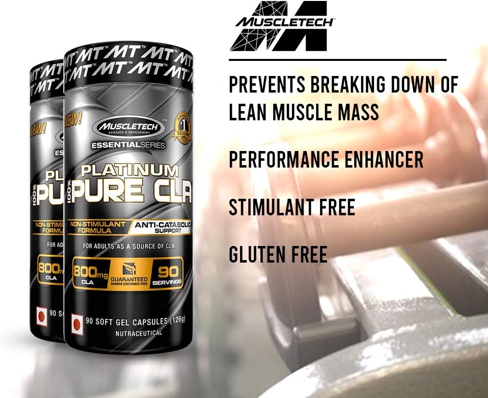 MuscleTech Platinum Ultra Pure CLA Supplements - 800mg Per Serving - Anti-Catabolic Support - Stimulant-Free - 90 Pills
