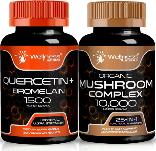 Mushroom Capsules with Quercetin and Bromelain by WELLNESS LABSRX