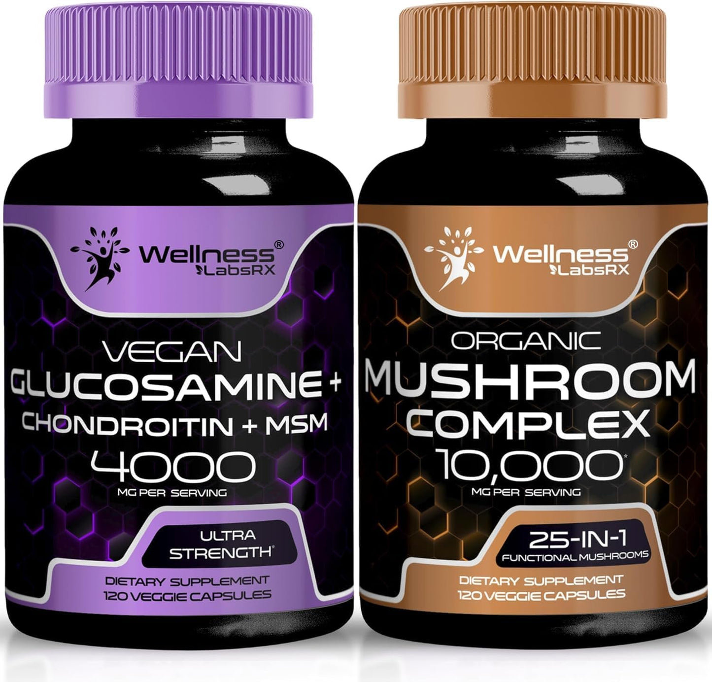 Mushroom Supplement Capsules with Glucosamine, Chondroitin, and MSM by WELLNESS LABSRX