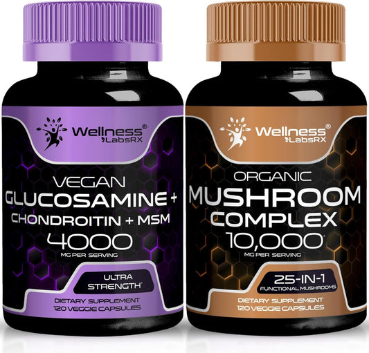 Mushroom Supplement Capsules with Glucosamine, Chondroitin, and MSM by WELLNESS LABSRX