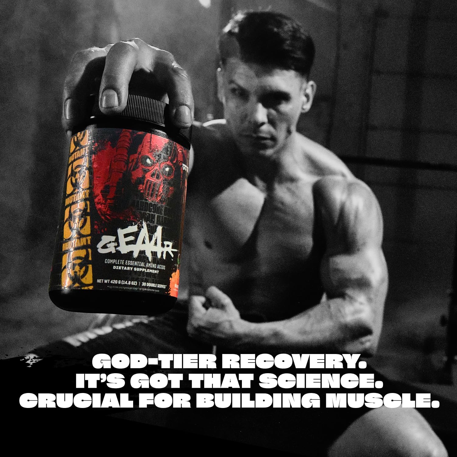 Mutant GEAAR EAA Powder - 9.4g Essential Amino Acids, 7g BCAAs, 4g Leucine, Electrolytes, Coconut Water - Blue Raspberry Flavor, 30 Servings