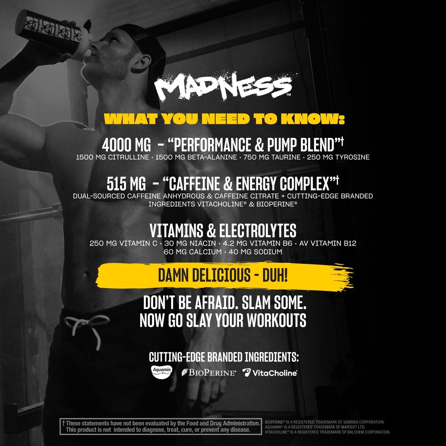 Mutant Madness Pre-Workout Powder Supplement 30 Serving Pineapple Flavor Pump and Performance Blend with L-Citrulline, Beta-Alanine, Taurine, L-Tyrosine