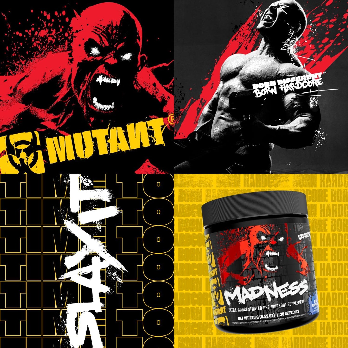 Mutant Madness Pre-Workout Powder Supplement 30 Serving Pineapple Flavor Pump and Performance Blend with L-Citrulline, Beta-Alanine, Taurine, L-Tyrosine