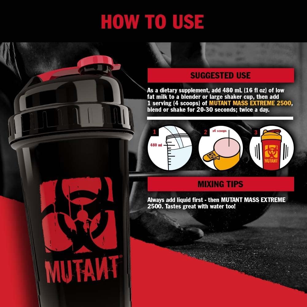 Mutant Mass Extreme Gainer Whey Protein Powder for Muscle Growth, High-Calorie Clean Nutrition (Jacked Berry Blast, 6 lbs)